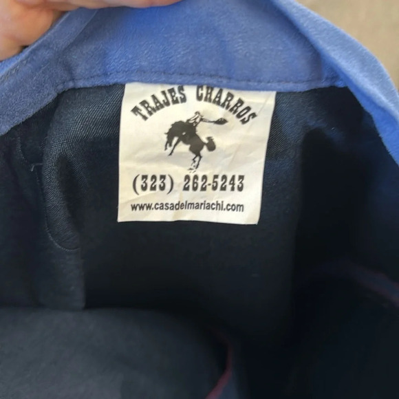 One of a kind hand made periwinkle suede like maxi skirt with side details - Picture 13 of 13